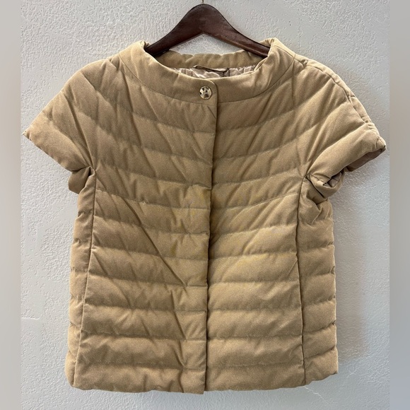 HERNO Gold-tone lurex short sleeve puffer jacket 42 - Picture 4 of 17